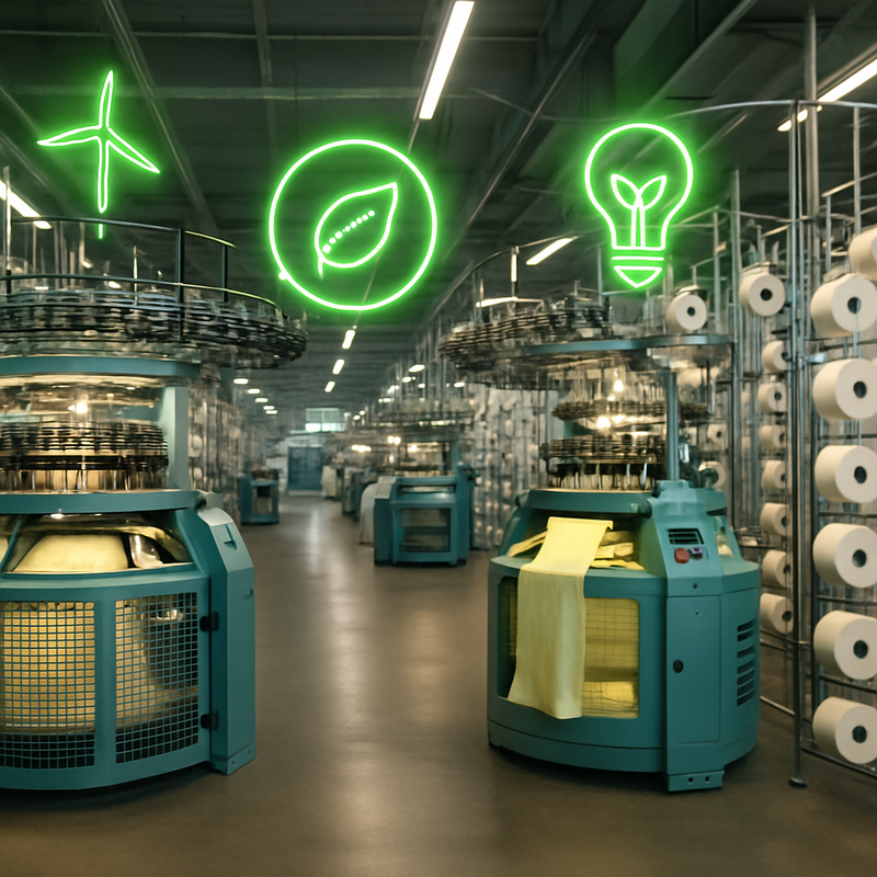 Energie-efficiënte machines in een moderne textielfabriek voor duurzame modeproductie